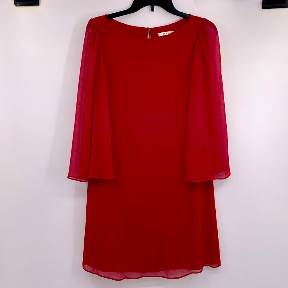 Alice + Olivia red angel wing bell sleeve dress Size Small